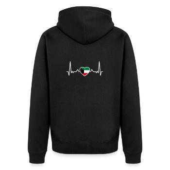 Kuwait Herzschlag Kuwaitische Flagge Kuwaiter - Unisex Premium Bio Zip Hoodie - Schwarz - Hinten - Nico (187cm)