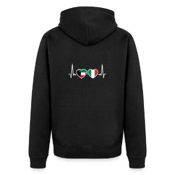 Kuwait Italien Vintage Herzschlag Flagge Kuwaiter - Unisex Premium Bio Zip Hoodie - Schwarz - Hinten - Nico (187cm)