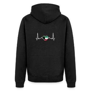 Kuwait Vintage Herzschlag Kuwaitische Flagge - Unisex Premium Bio Zip Hoodie - Schwarz - Hinten - Nico (187cm)