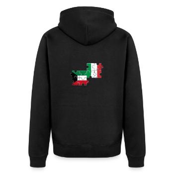 Kuwait Italien Vintage Flagge Italienisch Kuwaiter - Unisex Premium Bio Zip Hoodie - Schwarz - Hinten - Nico (187cm)