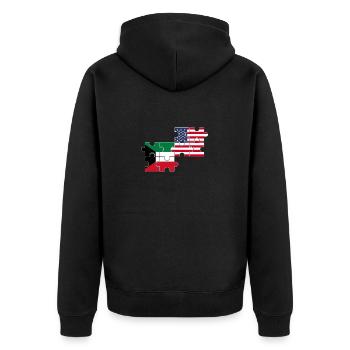 Kuwait USA Flagge Amerikanisch Kuwaitisch - Unisex Premium Bio Zip Hoodie - Schwarz - Hinten - Nico (187cm)