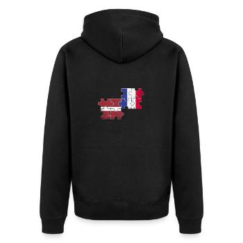 Latvia France Vintage Flag Latvian - Unisex Premium Organic Zip Hoodie - black - Back - Nico (187cm)