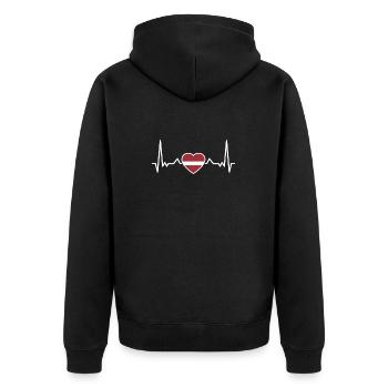 Lettonie Heartbeat Drapeau letton Letton - Veste à capuche bio Premium Unisexe - noir - Dos - Nico (187cm)
