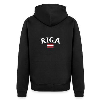 Riga Lettonie Drapeau letton Letton - Veste à capuche bio Premium Unisexe - noir - Dos - Nico (187cm)