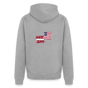 Lettland USA Flagge Amerikanisch Lettisch - Unisex Premium Bio Zip Hoodie - Grau meliert - Hinten - Nico (187cm)