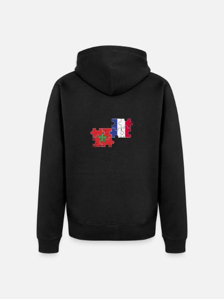 Marokko Frankrijk Vintage vlag Marokkaans - Uniseks Premium bio ziphoodie - zwart