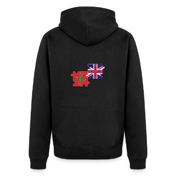 Marokko UK Flagge Britisch Marokkanisch - Unisex Premium Bio Zip Hoodie - Schwarz - Hinten - Nico (187cm)