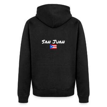 San Juan Puerto Rico Puerto Rican Flag - Unisex Premium Organic Zip Hoodie - black - Back - Nico (187cm)