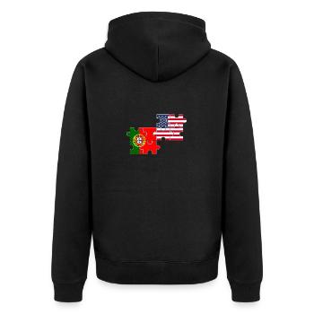 Portugal USA Flagge Amerikaner Portugiese - Unisex Premium Bio Zip Hoodie - Schwarz - Hinten - Nico (187cm)
