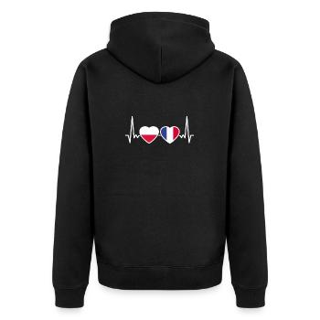 Pologne France Heartbeat Flag Polonais - Veste à capuche bio Premium Unisexe - noir - Dos - Nico (187cm)
