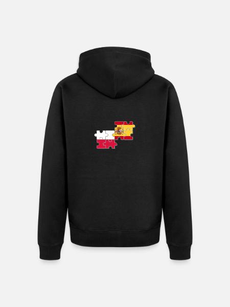 Poland Spain Flag Spanish Polish - Unisex Premium Organic Zip Hoodie - black