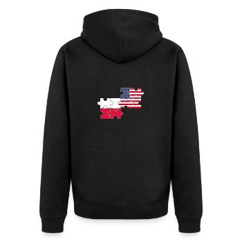 Pologne USA Drapeau Américain Polonais - Veste à capuche bio Premium Unisexe - noir - Dos - Nico (187cm)