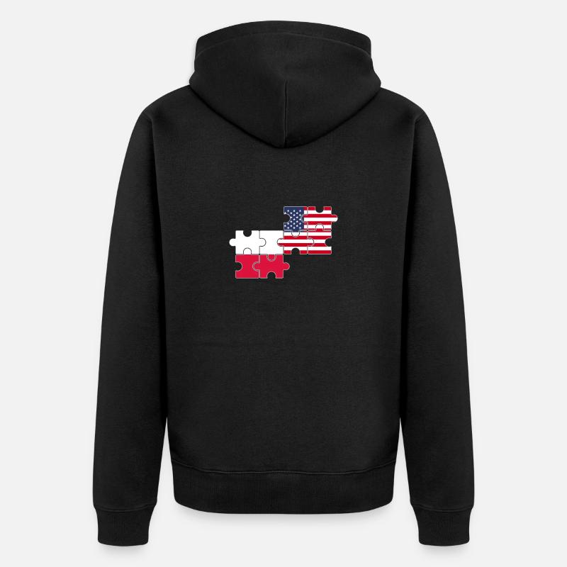 Pologne USA Drapeau Américain Polonais - Veste à capuche bio Premium Unisexe - noir