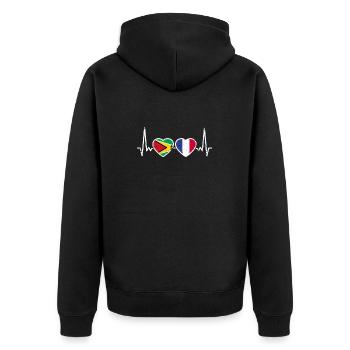 Guyane France Vintage Heartbeat drapeau - Veste à capuche bio Premium Unisexe - noir - Dos - Nico (187cm)