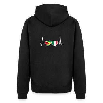 Guyane, Italie, Heartbeat, Drapeau, Italien, Guyanais - Veste à capuche bio Premium Unisexe - noir - Dos - Nico (187cm)