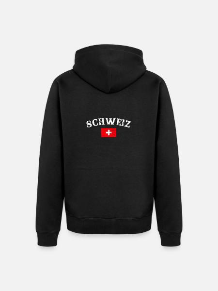 Switzerland Vintage Swiss Flag Swiss - Unisex Premium Organic Zip Hoodie - black