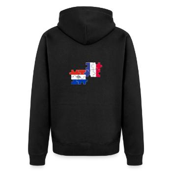 Paraguay Frankreich Flagge Französisch Paraguayer - Unisex Premium Bio Zip Hoodie - Schwarz - Hinten - Nico (187cm)