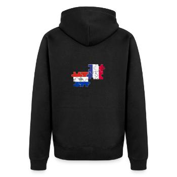 Paraguay Frankreich Vintage Flagge Paraguayer - Unisex Premium Bio Zip Hoodie - Schwarz - Hinten - Nico (187cm)