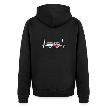 Paraguay UK Herzschlag Flagge Brite Paraguayer - Unisex Premium Bio Zip Hoodie - Schwarz - Hinten - Nico (187cm)