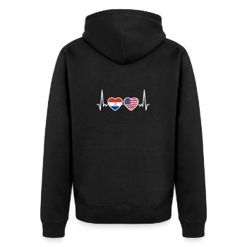 Paraguay USA Herzschlag Flagge Paraguayisch - Unisex Premium Bio Zip Hoodie - Schwarz - Hinten - Nico (187cm)