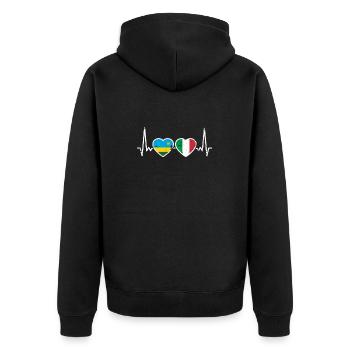 Ruanda Italien Vintage Herzschlag Flagge Ruandese - Unisex Premium Bio Zip Hoodie - Schwarz - Hinten - Nico (187cm)