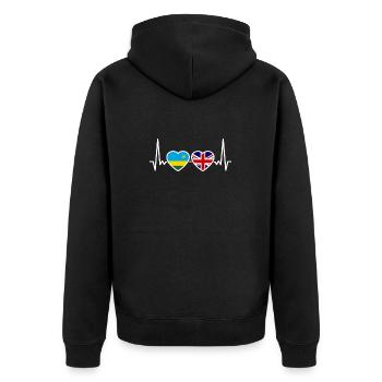 Ruanda UK Herzschlag Flagge Britisch Ruandisch - Unisex Premium Bio Zip Hoodie - Schwarz - Hinten - Nico (187cm)