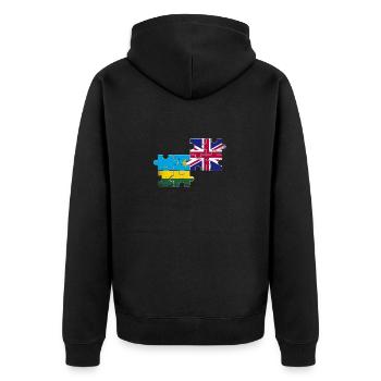 Ruanda UK Vintage Flagge Britisch Ruandisch - Unisex Premium Bio Zip Hoodie - Schwarz - Hinten - Nico (187cm)