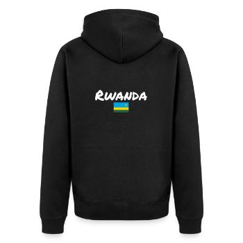Rwanda Ruandische Flagge Ruandese - Unisex Premium Bio Zip Hoodie - Schwarz - Hinten - Nico (187cm)