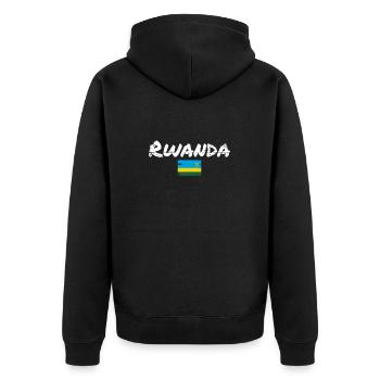 Rwanda Vintage Ruandische Flagge Ruandese - Unisex Premium Bio Zip Hoodie - Schwarz - Hinten - Nico (187cm)