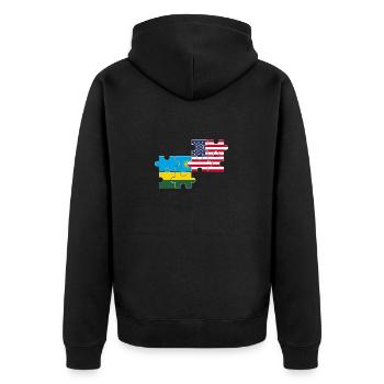 Rwanda USA Flagge Amerikanisch Ruandisch - Unisex Premium Bio Zip Hoodie - Schwarz - Hinten - Nico (187cm)
