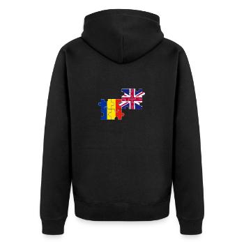 Romania UK Flag British Romanian - Unisex Premium Organic Zip Hoodie - black - Back - Nico (187cm)