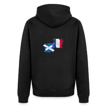 Schottland Frankreich Vintage Flagge Schotte - Unisex Premium Bio Zip Hoodie - Schwarz - Hinten - Nico (187cm)