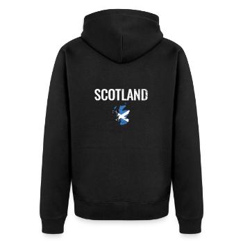Scotland Schottland Vintage Karte Flagge Schotte - Unisex Premium Bio Zip Hoodie - Schwarz - Hinten - Nico (187cm)