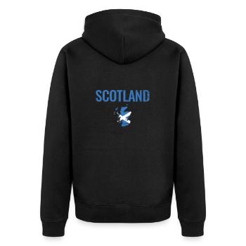 Scotland Schottland Vintage Karte Flagge - Unisex Premium Bio Zip Hoodie - Schwarz - Hinten - Nico (187cm)