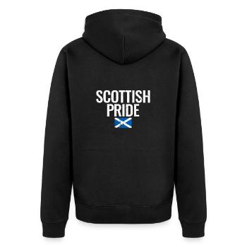 Scottish Pride Vintage Schottische Flagge Schotte - Unisex Premium Bio Zip Hoodie - Schwarz - Hinten - Nico (187cm)