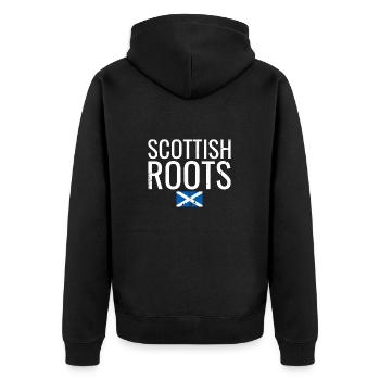 Scottish Roots Vintage Schottische Flagge Schotte - Unisex Premium Bio Zip Hoodie - Schwarz - Hinten - Nico (187cm)