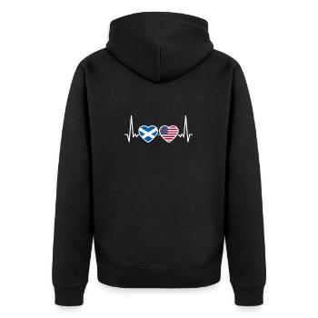 Scotland USA Heartbeat Flag Scottish - Unisex Premium Organic Zip Hoodie - black - Back - Nico (187cm)