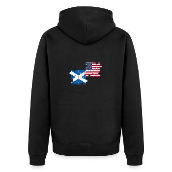 Scotland USA Vintage Flag Scottish - Unisex Premium Organic Zip Hoodie - black - Back - Nico (187cm)