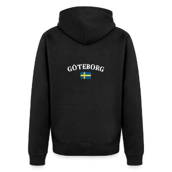 Göteborg Vintage Schweden Schwedische Flagge - Unisex Premium Bio Zip Hoodie - Schwarz - Hinten - Nico (187cm)