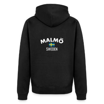 Malmö, Suède, Suède, Drapeau suédois, Suède - Veste à capuche bio Premium Unisexe - noir - Dos - Nico (187cm)