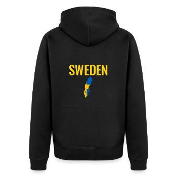 Suède Suède Carte Suède Drapeau Suède Suède - Veste à capuche bio Premium Unisexe - noir - Dos - Nico (187cm)