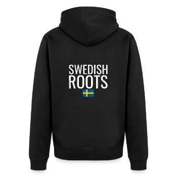 Swedish Roots Vintage Sweden Swedish Flag - Unisex Premium Organic Zip Hoodie - black - Back - Nico (187cm)