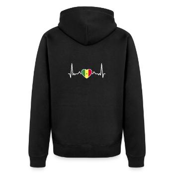 Battement de cœur du Sénégal Drapeau du Sénégal - Veste à capuche bio Premium Unisexe - noir - Dos - Nico (187cm)