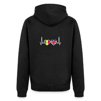 Sénégal Royaume-Uni Heartbeat Flag Britannique - Veste à capuche bio Premium Unisexe - noir - Dos - Nico (187cm)