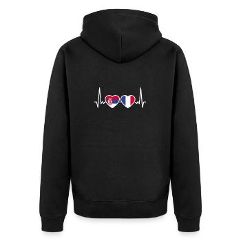Serbie France Heartbeat Flag Serbie - Veste à capuche bio Premium Unisexe - noir - Dos - Nico (187cm)