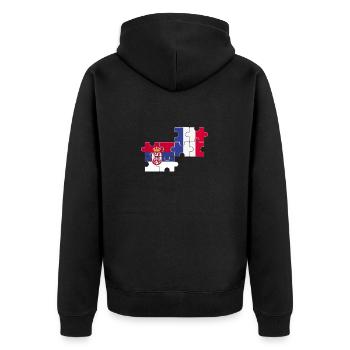 Serbia, France, flag, French, Serb - Unisex Premium Organic Zip Hoodie - black - Back - Nico (187cm)