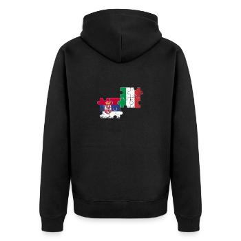 Serbia Italy Vintage Flag Italian Serb - Unisex Premium Organic Zip Hoodie - black - Back - Nico (187cm)