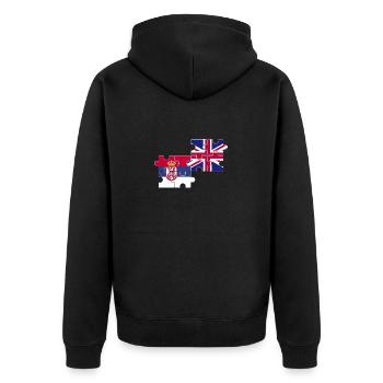 Serbia UK Flag British Serb - Unisex Premium Organic Zip Hoodie - black - Back - Nico (187cm)