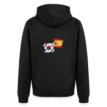 Corée du Sud Espagne Vintage drapeau sud-coréen - Veste à capuche bio Premium Unisexe - noir - Dos - Nico (187cm)