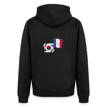 Corée du Sud France Vintage drapeau sud-coréen - Veste à capuche bio Premium Unisexe - noir - Dos - Nico (187cm)
